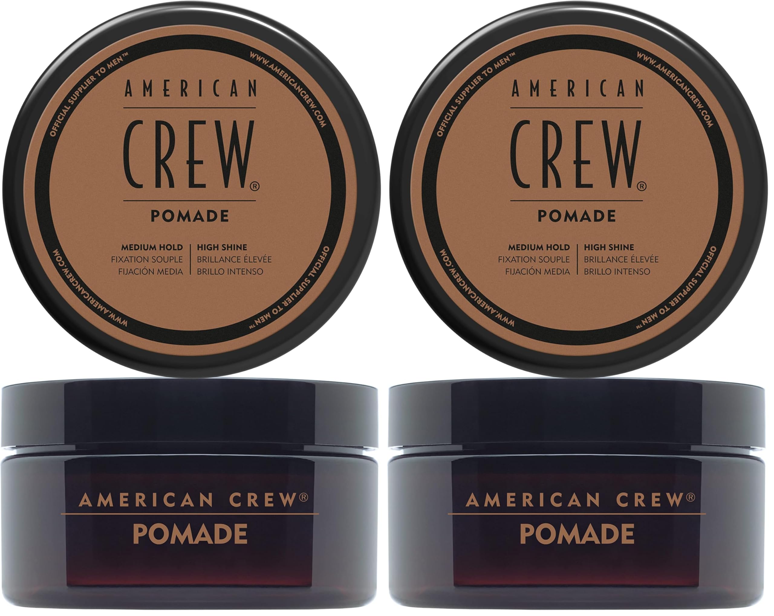 American Crew Pomade with Medium Hold and High Shine, Gifts for Men, for Shape and Control, Water-Based Pomade, Hair Styling for Men - 85 g - Damaged Box