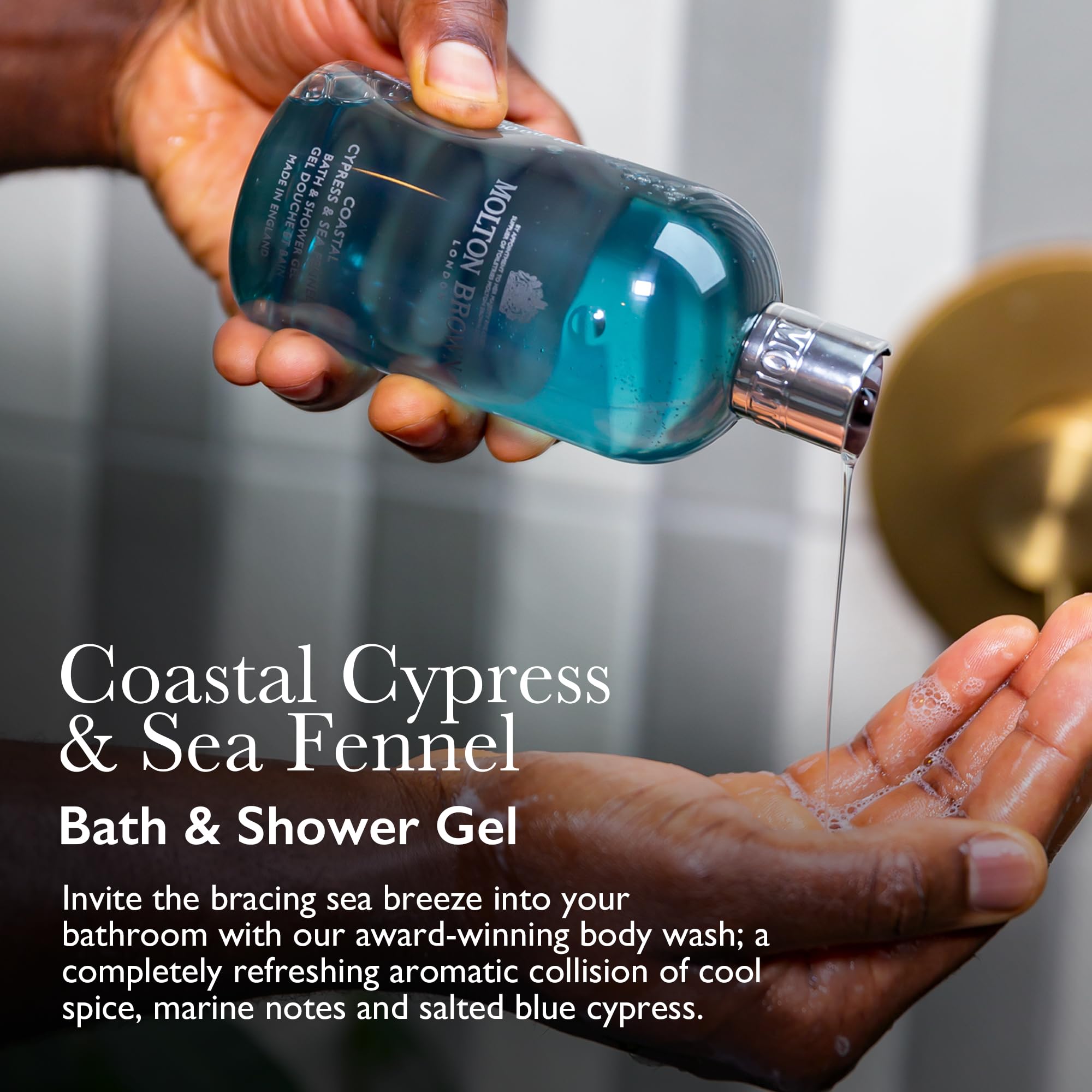 Molton Brown Coastal Cypress & Sea Fennel Bath & Shower Gel 300ml - Refreshing Body Wash for Men & Women - Damaged Box