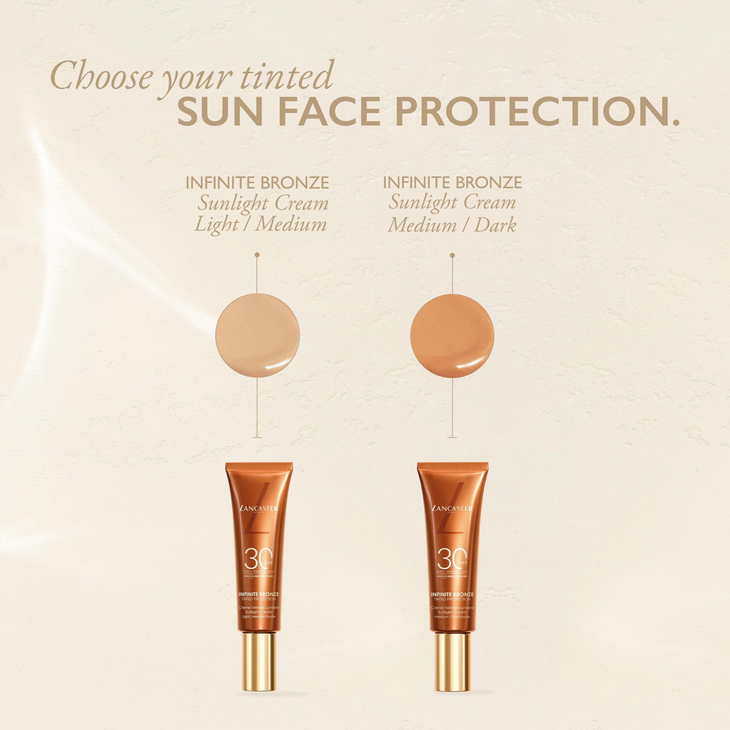 Lancaster Infinite Bronze Sunlight Cream SPF30 50ml - Light/Medium Shade, Tinted Protection, Non-Greasy and Non-Sticky Formula, Natural-Looking Finish, Vegan - Damaged Box