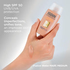 ISDIN Fusion Water MAGIC Color Medium SPF 50 Tinted Facial Sunscreen - Natural Coverage, Oil-Free, 50ml - Damaged Box