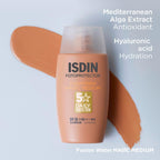ISDIN Fusion Water MAGIC Color Medium SPF 50 Tinted Facial Sunscreen - Natural Coverage, Oil-Free, 50ml - Damaged Box