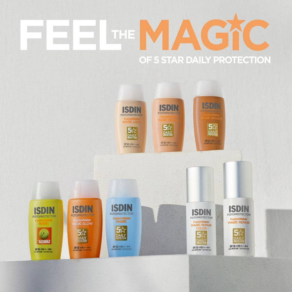 ISDIN Fusion Water MAGIC Color Medium SPF 50 Tinted Facial Sunscreen - Natural Coverage, Oil-Free, 50ml - Damaged Box