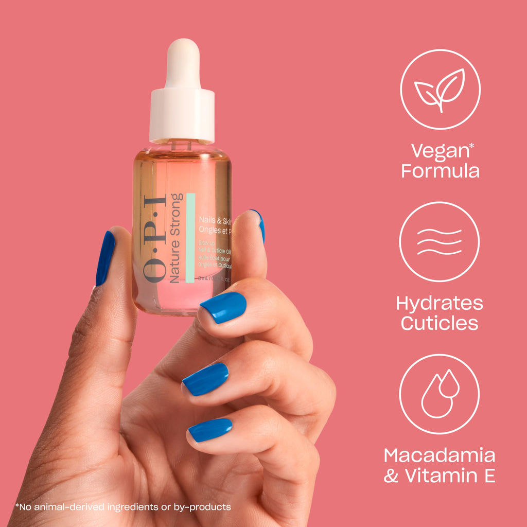 OPI Nature Strong Skincare Glow Up Nail & Cuticle Oil - Natural Origin Formula Cuticle Treatment with Vitamin E | Nail Oil for Damaged Nails, 8ml