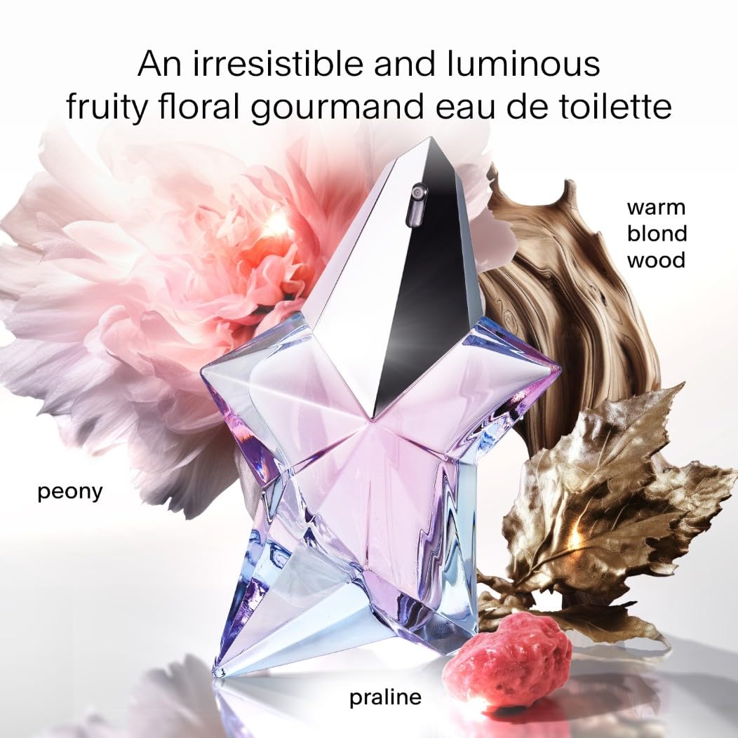 Mugler Angel Eau de Toilette for Women - Luminous Fruity Floral Gourmand Fragrance - Bergamot, Red Fruits, Praline, Patchouli Perfume - Damaged Box