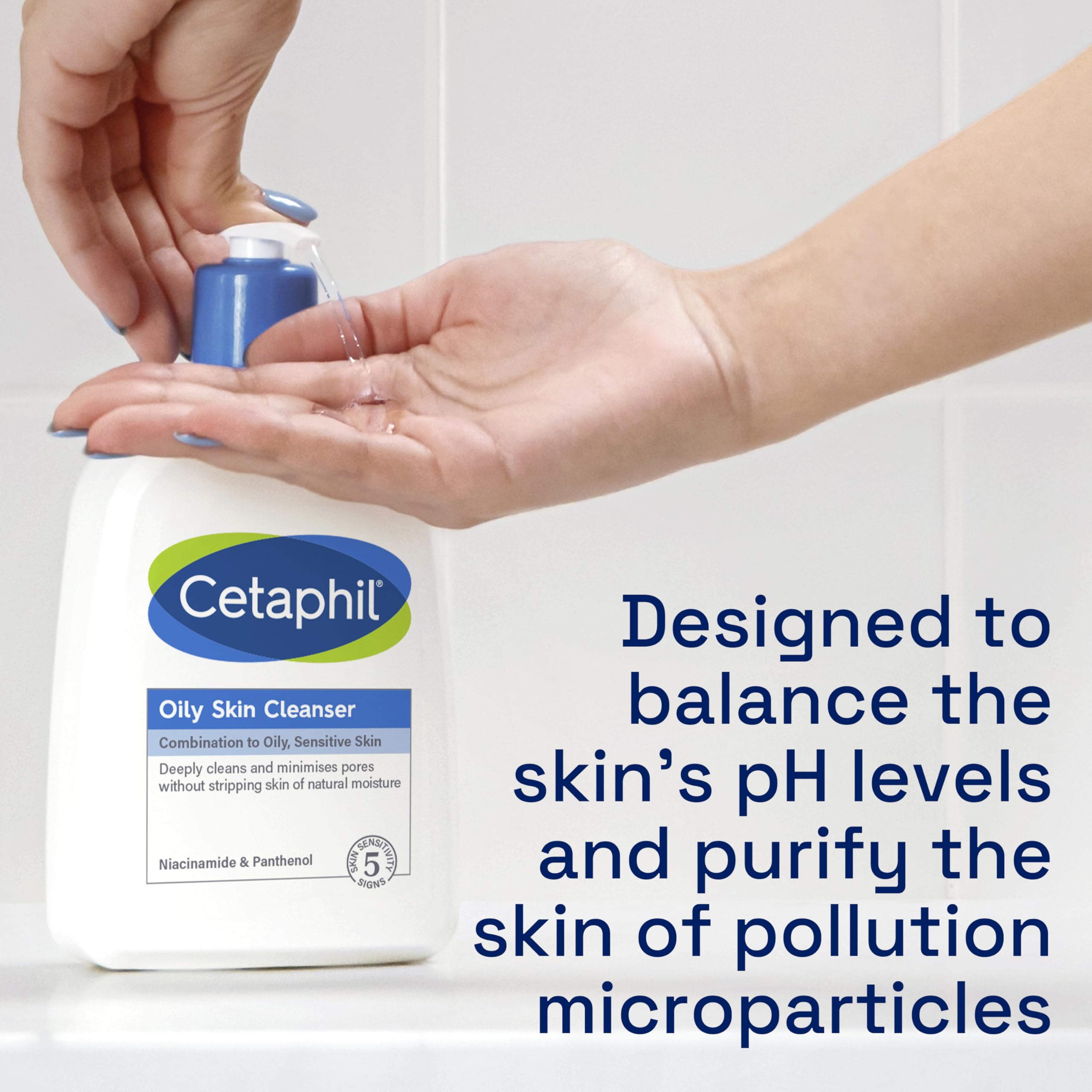 Cetaphil Oily Skin Cleanser, 236ml, Face Wash, For Combination to Oily Sensitive Skin, With Niacinamide - Damaged Box
