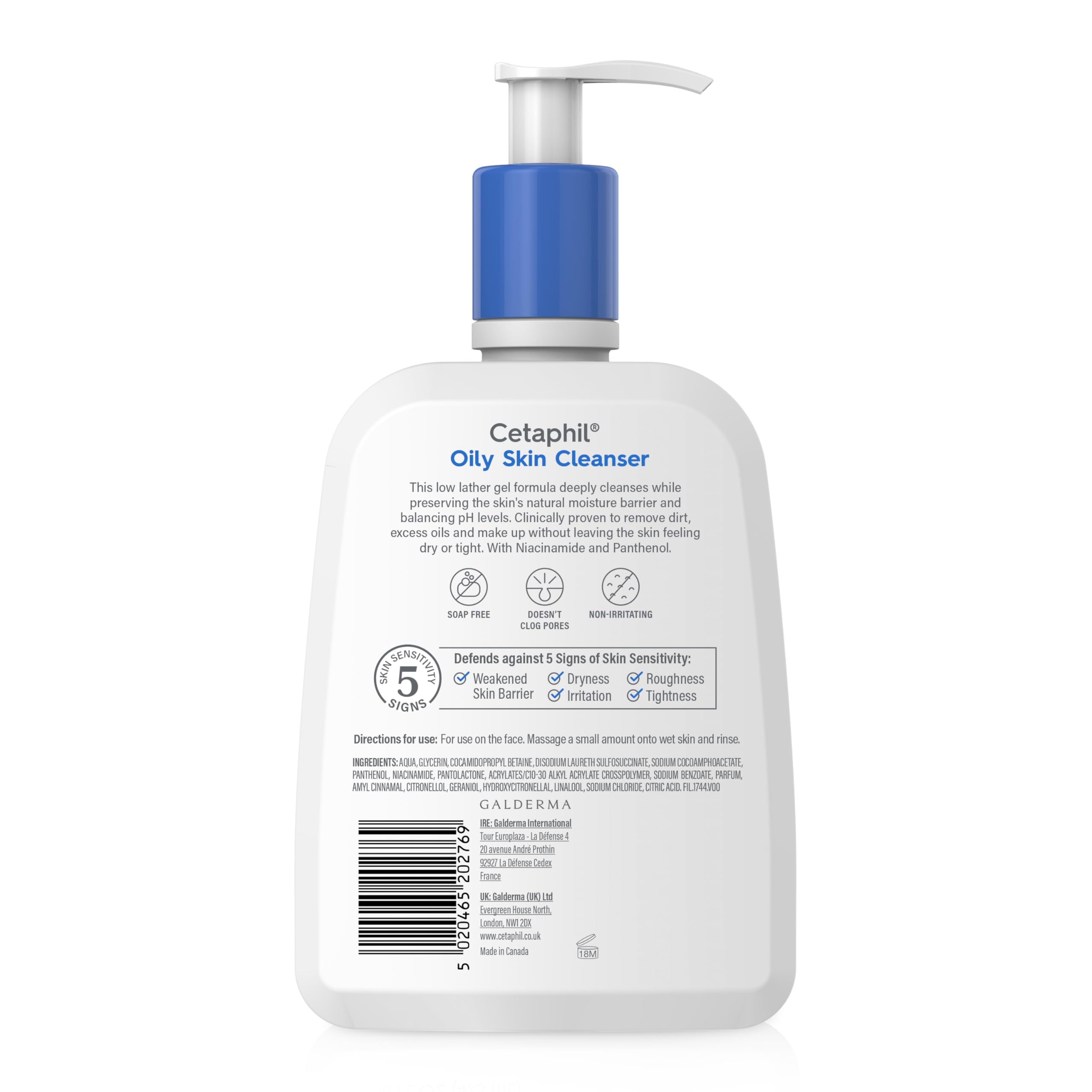 Cetaphil Oily Skin Cleanser, 236ml, Face Wash, For Combination to Oily Sensitive Skin, With Niacinamide - Damaged Box