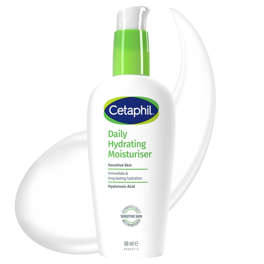 Cetaphil Daily Hydrating Face Moisturiser 88ml - Dry Sensitive Skin, Hyaluronic Acid, Fragrance Free, Lightweight Lotion - Damaged Box