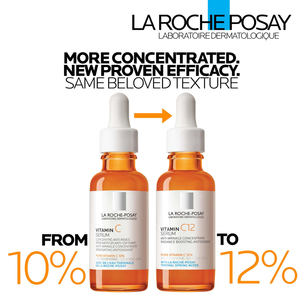 La Roche-Posay Pure Vitamin C12 Serum, Anti-Wrinkle Radiance Restoring Face Serum, 12% Pure Vitamin C, Salicylic Acid, Neurosensine, For Sensitive Skin, 30ml - Damaged Box