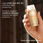 ISDIN Fotoprotector Fusion Water Urban SPF 30 (50ml) | Urban protection | Anti-pollution | protection against UV, UVA and blue light - Damaged Box