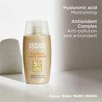 ISDIN Fotoprotector Fusion Water Urban SPF 30 (50ml) | Urban protection | Anti-pollution | protection against UV, UVA and blue light - Damaged Box