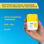CeraVe Invisible Dry Touch Fluid Face Sunscreen, SPF 50+, Broad Spectrum UVB UVA Protection Sun Cream With 3 Essential Ceramides, Niacinamide, Normal to Oily Skin, Oil Control, Matte Finish, 50ml - Damaged Box