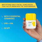 CeraVe Invisible Dry Touch Fluid Face Sunscreen, SPF 50+, Broad Spectrum UVB UVA Protection Sun Cream With 3 Essential Ceramides, Niacinamide, Normal to Oily Skin, Oil Control, Matte Finish, 50ml - Damaged Box