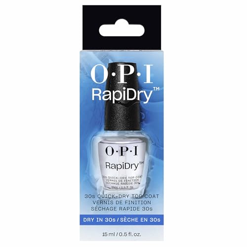 OPI RapiDry Nail Polish Top Coat - Quick Drying Top Coat - Quick Dry, High Shine & Glossy, Protects Nails - Nail Strengthener & Care (15ml)