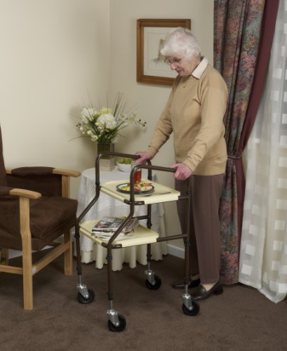 NRS Healthcare M03792 Home Helper Trolley - Standard Walking Aid with Wheels & Trays for Elderly & Disabled - Like New