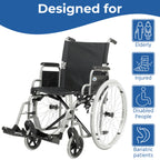 Days Whirl Self-Propelled Wheelchair - 41cm (16") Seat - Durable Mobility Aid - Manual Wheel Chair - Damaged Box
