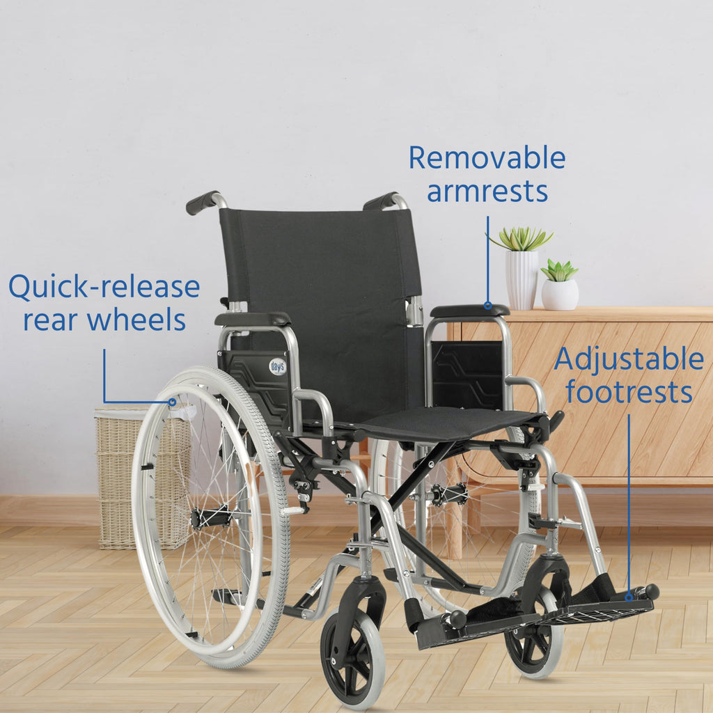 Days Whirl Self-Propelled Wheelchair - 41cm (16") Seat - Durable Mobility Aid - Manual Wheel Chair - Damaged Box