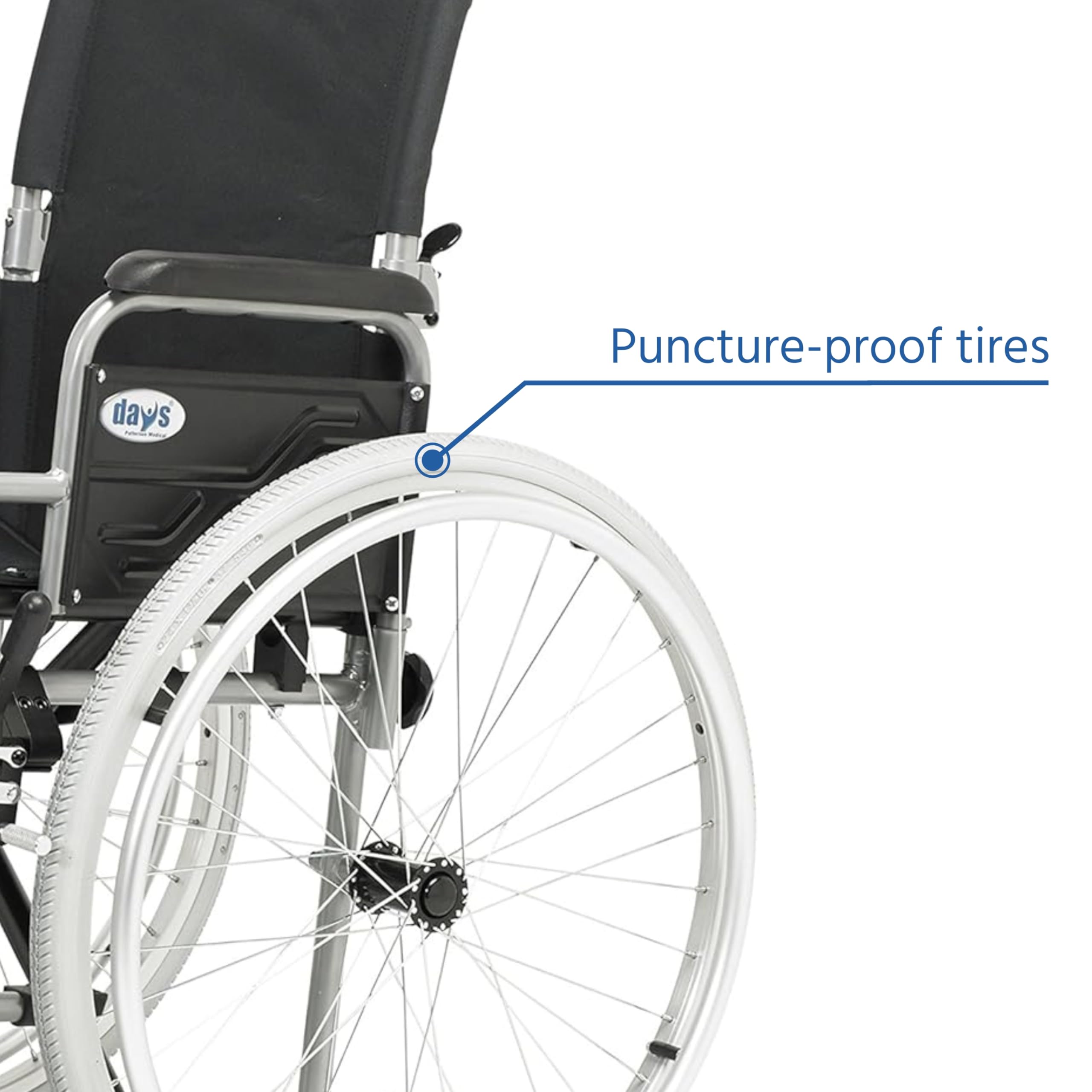 Days Whirl Self-Propelled Wheelchair - 41cm (16") Seat - Durable Mobility Aid - Manual Wheel Chair - Damaged Box