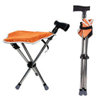 Aidapt Lightweight Folding Walking Stick with Seat - Comfortable, Portable Mobility Aid - Durable Aluminum, Foam Handle, Non-Slip Feet - 100kg Max Weight - Damaged Box