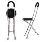 Aidapt Lightweight Folding Walking Stick with Seat - Comfortable, Portable Mobility Aid - Durable Aluminum, Foam Handle, Non-Slip Feet - 100kg Max Weight - Damaged Box