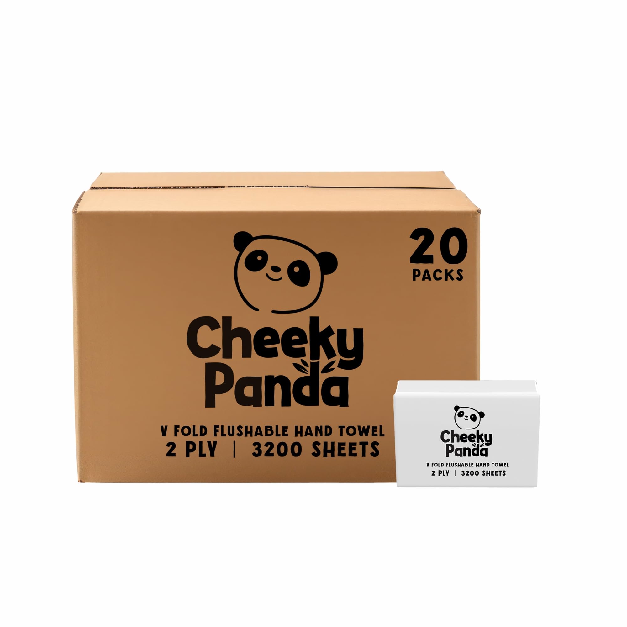 The Cheeky Panda Bamboo V Fold Paper Towels - 3200 Sheets, 20 Packs, 2 Ply Hand Towels for Dispensers - Like New