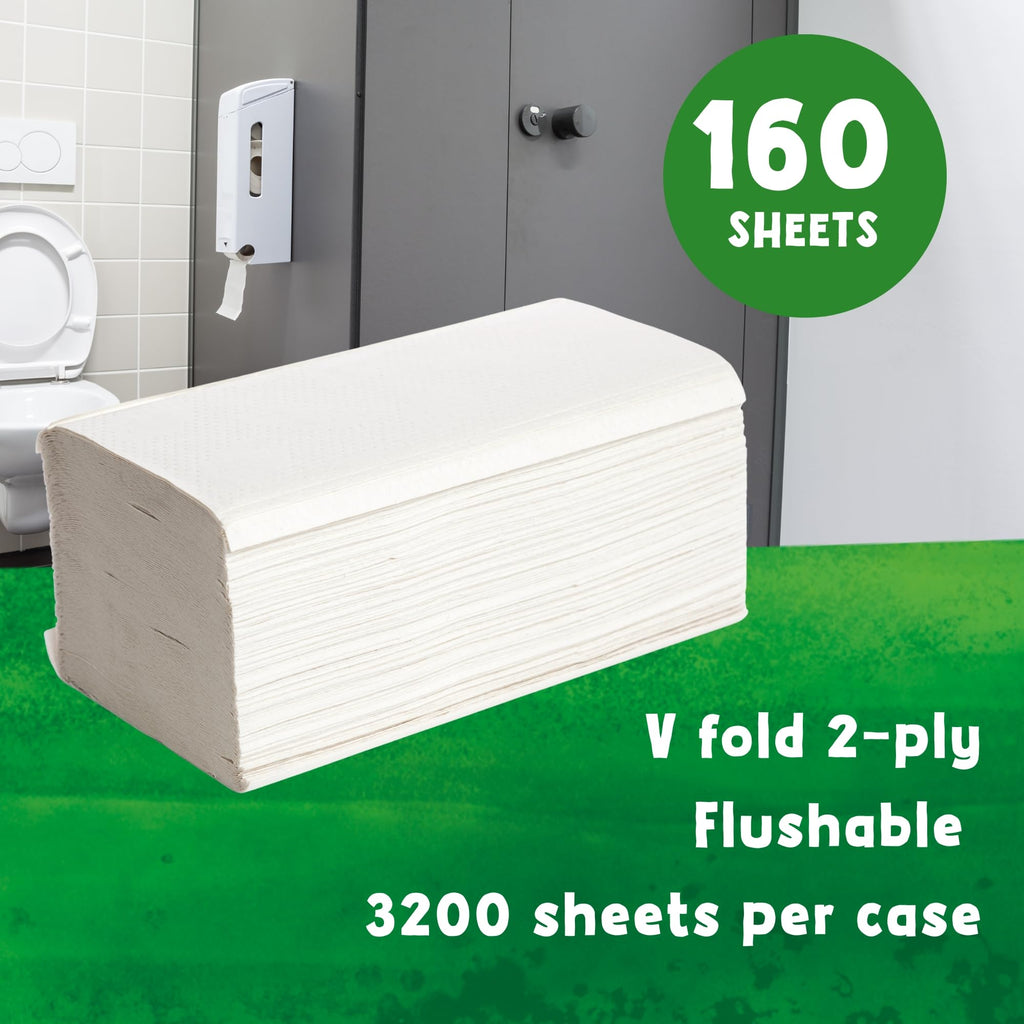 The Cheeky Panda Bamboo V Fold Paper Towels - 3200 Sheets, 20 Packs, 2 Ply Hand Towels for Dispensers - Like New