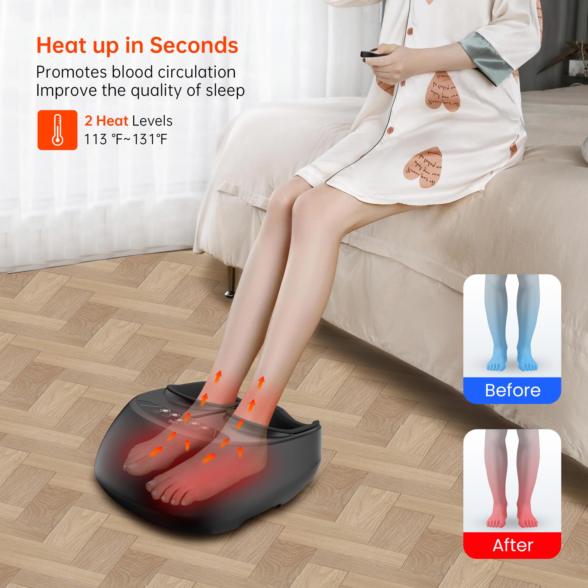 Snailax Shiatsu Foot Mass Massager with Remote Control - Electric Deep Kneading, Compression, Vibration, Foot Warmer - Damaged Box