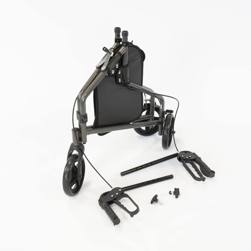 NRS Healthcare 3 Wheel Steel Rollator Walking Aid - Folding, Height Adjustable, Lockable Brakes, Grey with Bag - Damaged Box