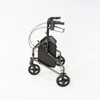 NRS Healthcare 3 Wheel Steel Rollator Walking Aid - Folding, Height Adjustable, Lockable Brakes, Grey with Bag - Damaged Box