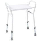NRS Healthcare Shower Stool with Handles - Adjustable Height, Non-Slip, White - Bathroom Aid for Elderly & Disabled - Very Good