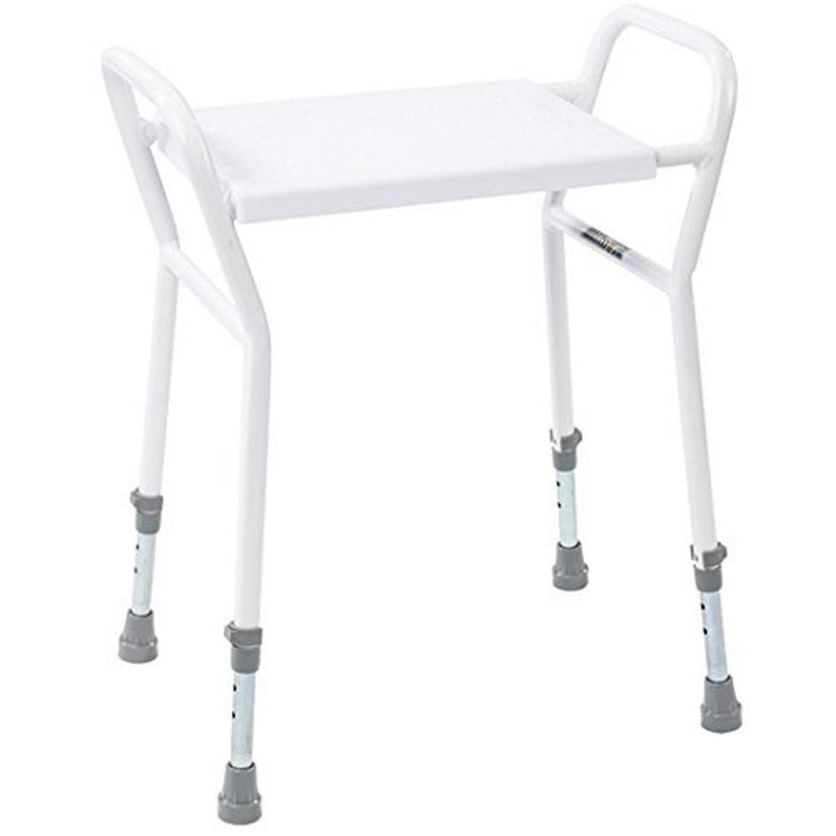 NRS Healthcare Shower Stool with Handles - Adjustable Height, Non-Slip, White - Bathroom Aid for Elderly & Disabled - Very Good