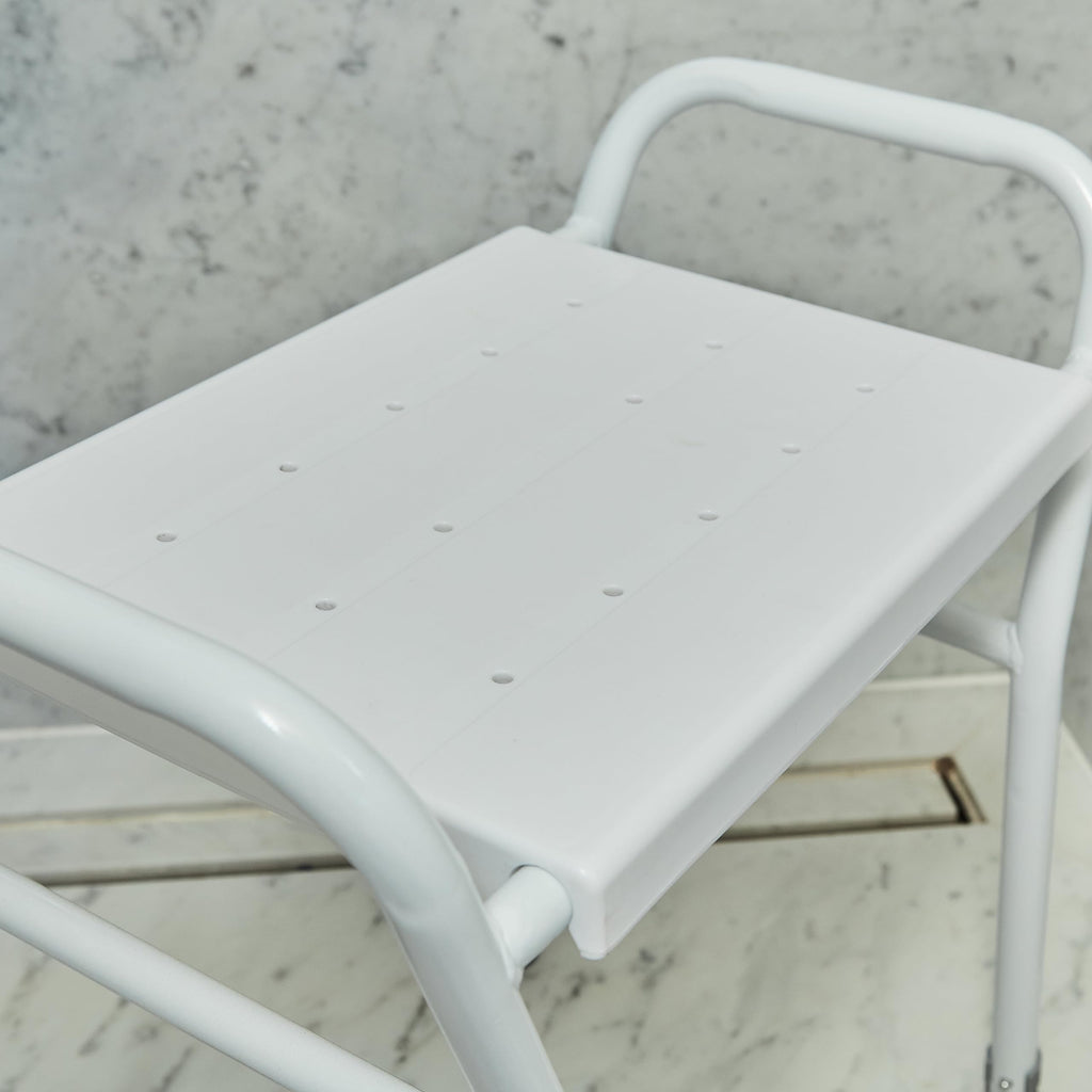 NRS Healthcare Shower Stool with Handles - Adjustable Height, Non-Slip, White - Bathroom Aid for Elderly & Disabled - Very Good