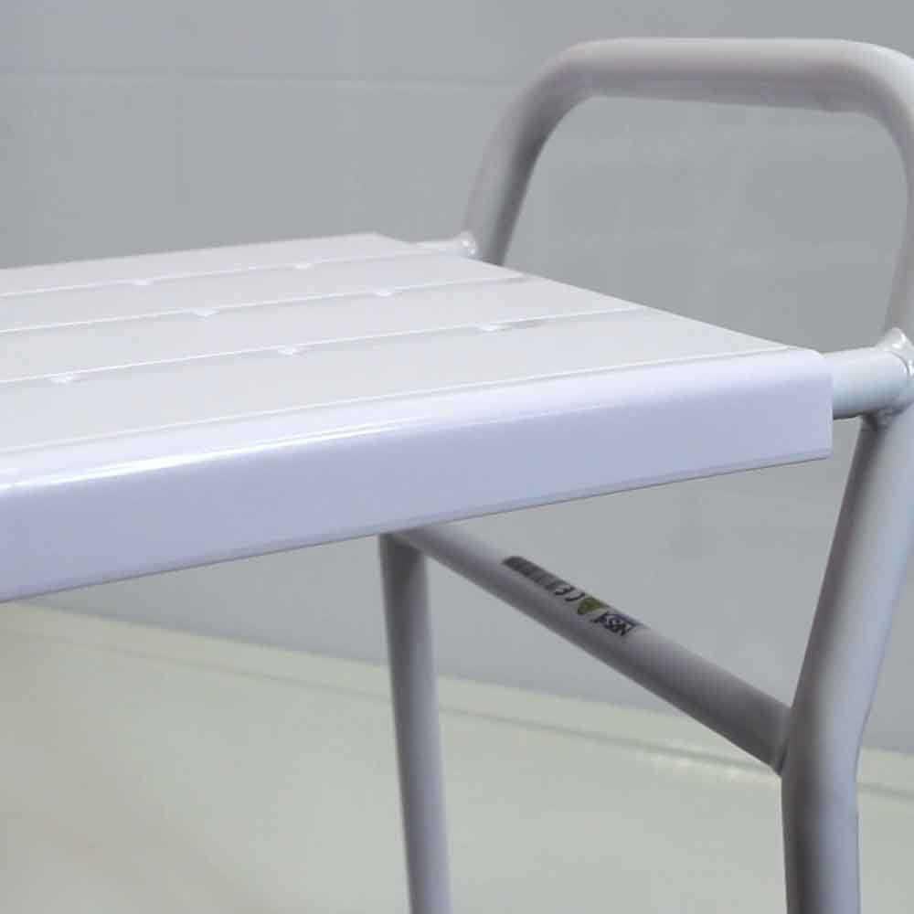 NRS Healthcare Shower Stool with Handles - Adjustable Height, Non-Slip, White - Bathroom Aid for Elderly & Disabled - Very Good