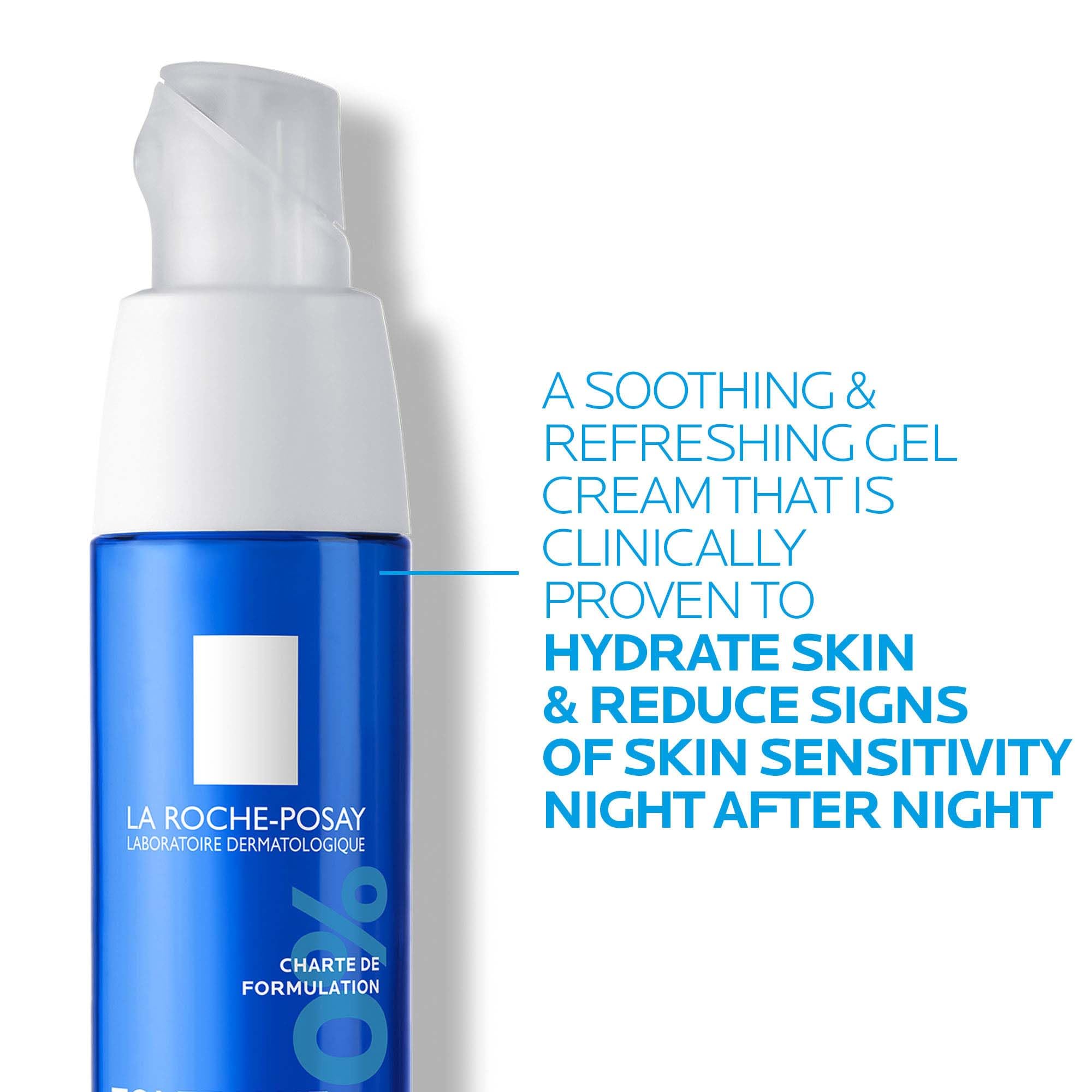 La Roche-Posay Toleriane Dermallergo Soothing Night Cream, 48H Hydrating Gel-Moisturiser for Ultra-Sensitive and Allergy-Prone Skin, with Niacinamide and Vitamin B6, 40ml - Damaged Box