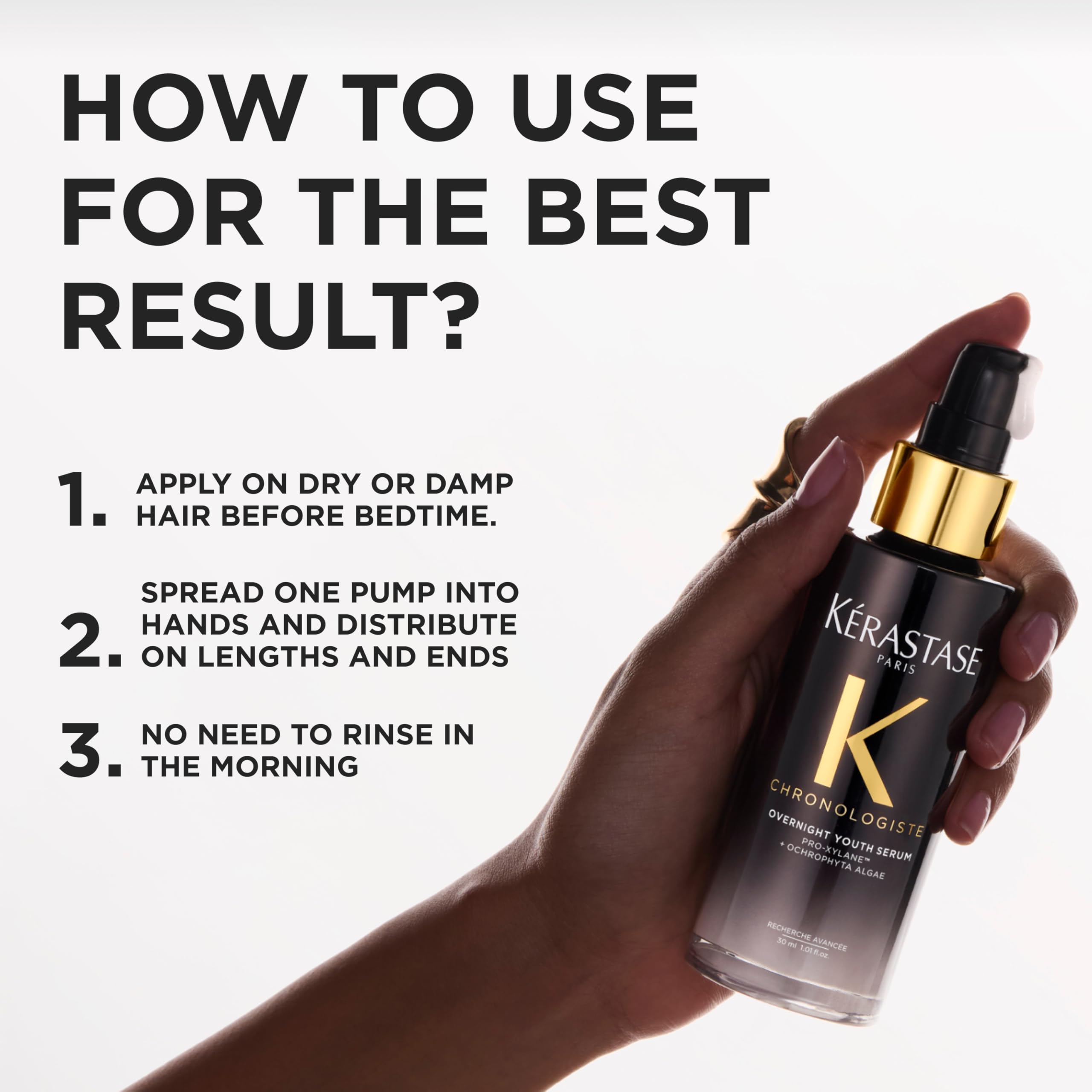 Kérastase Chronologiste Overnight Hair Serum 90ml - Restorative for Weakened, Ageing Hair