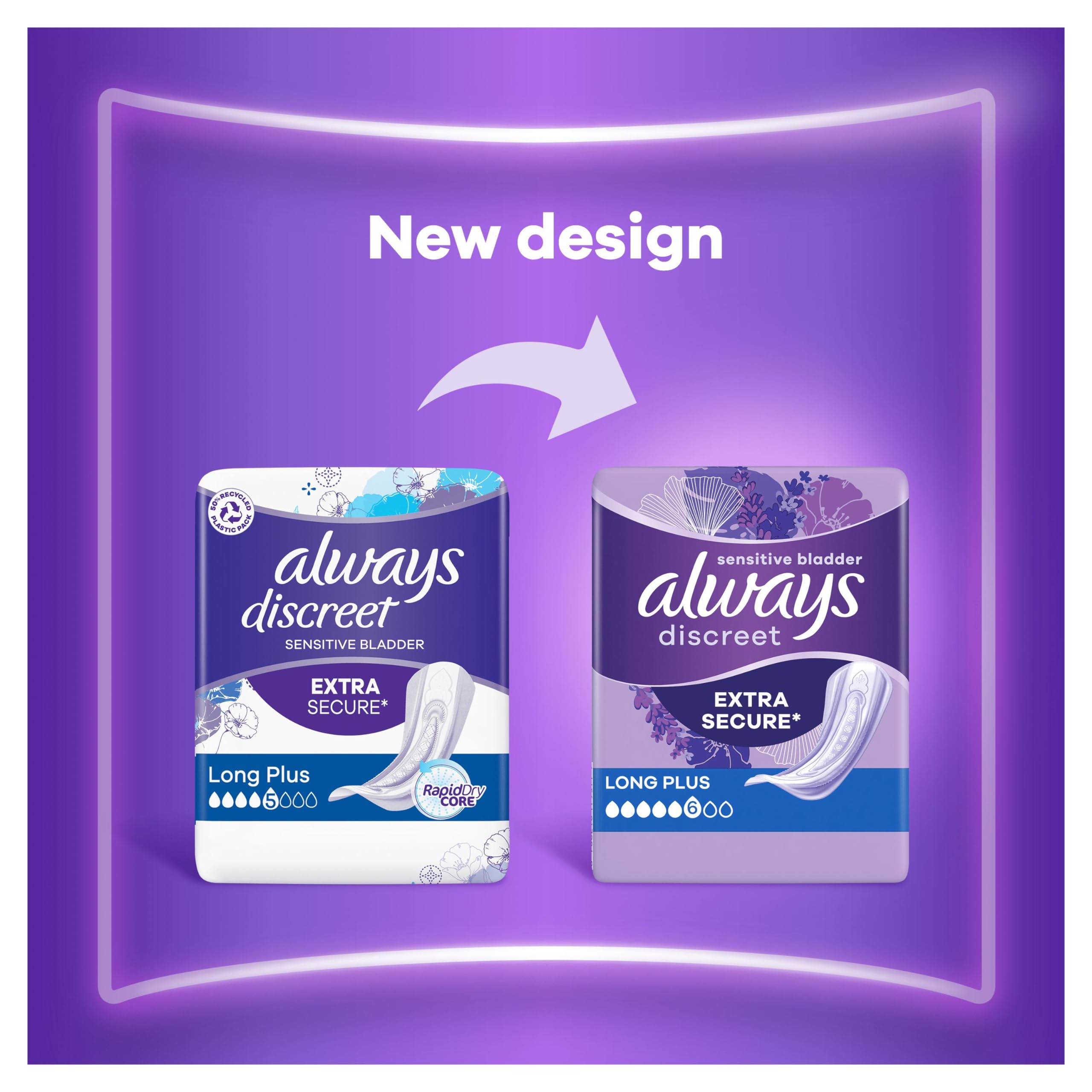 Always Discreet Long Plus Incontinence Pads 64 Pads (4 x 16 Pieces) Monthly Pack, Discreet Protection & High Absorbency, Odour-Neutralising (Packaging May Vary)