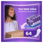 Always Discreet Long Plus Incontinence Pads 64 Pads (4 x 16 Pieces) Monthly Pack, Discreet Protection & High Absorbency, Odour-Neutralising (Packaging May Vary)