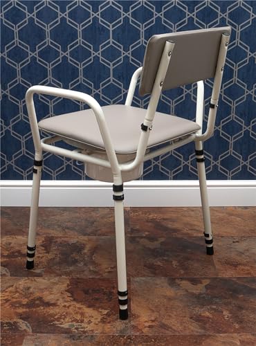 Aidapt Free Standing Commode Chair - Height Adjustable, Padded Back & Arm Support, Flat Pack Aid - Very Good