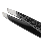 Tweezerman Black Leopard Mini Slant Tweezer, Professional Stainless Steel Precision Tweezers for Facial Hair and Eyebrows, with Travel Case, (Pack of 1)