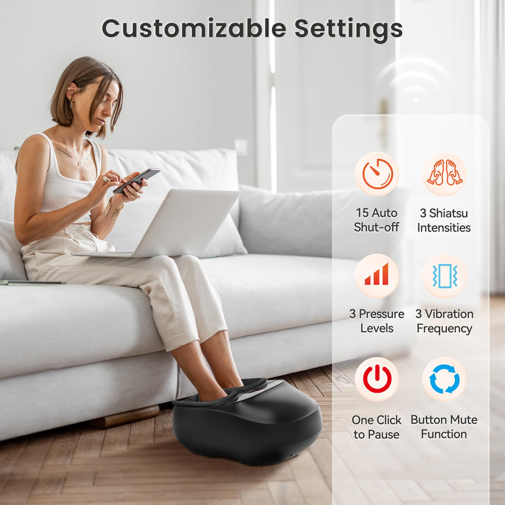 COMFIER Shiatsu Foot Massager with Heat, Kneading, Compression, Vibration - Electric Feet Massager for Plantar Fasciitis, Neuropathy - Damaged Box