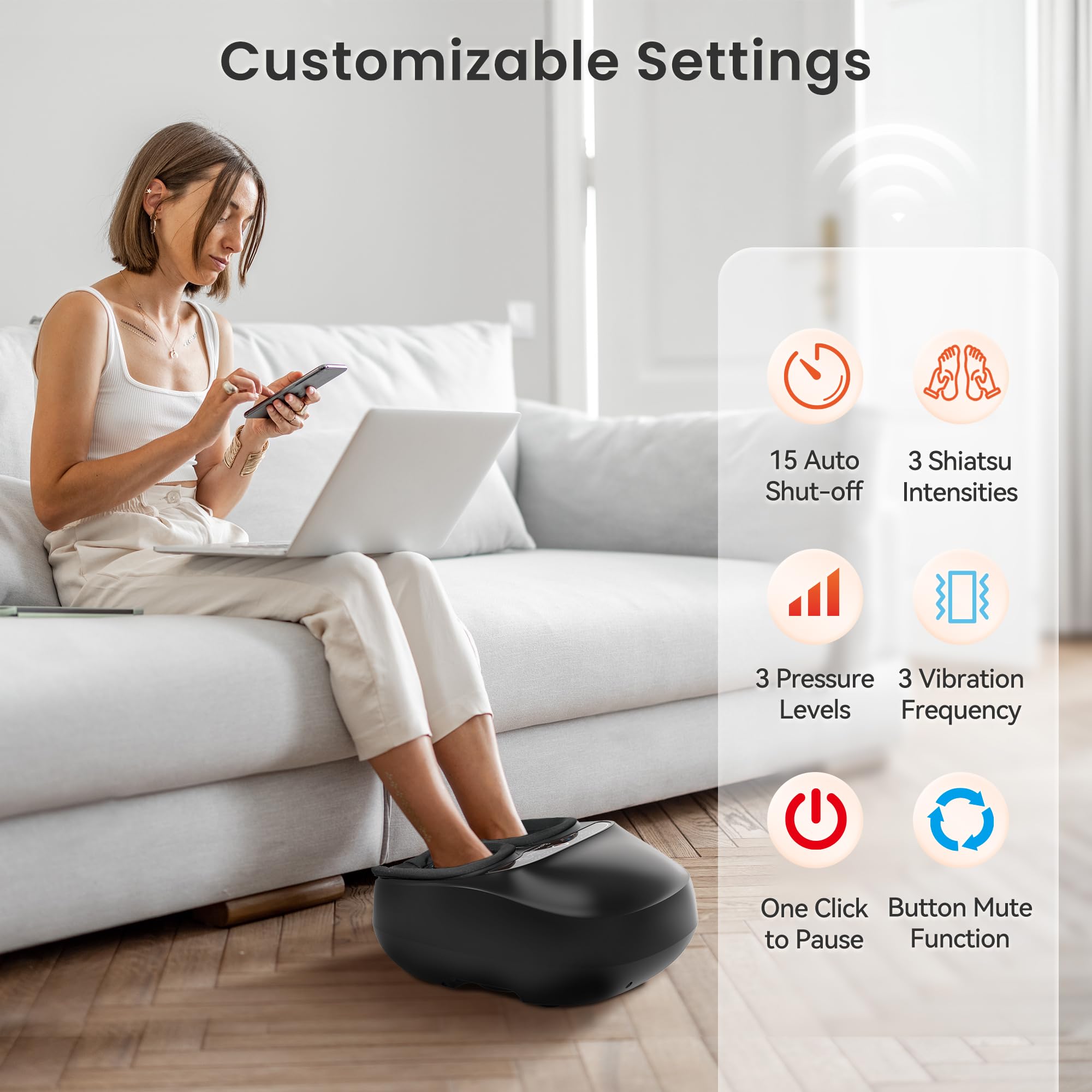 COMFIER Shiatsu Foot Massager with Heat, Kneading, Compression, Vibration - Electric Feet Massager for Plantar Fasciitis, Neuropathy - Damaged Box
