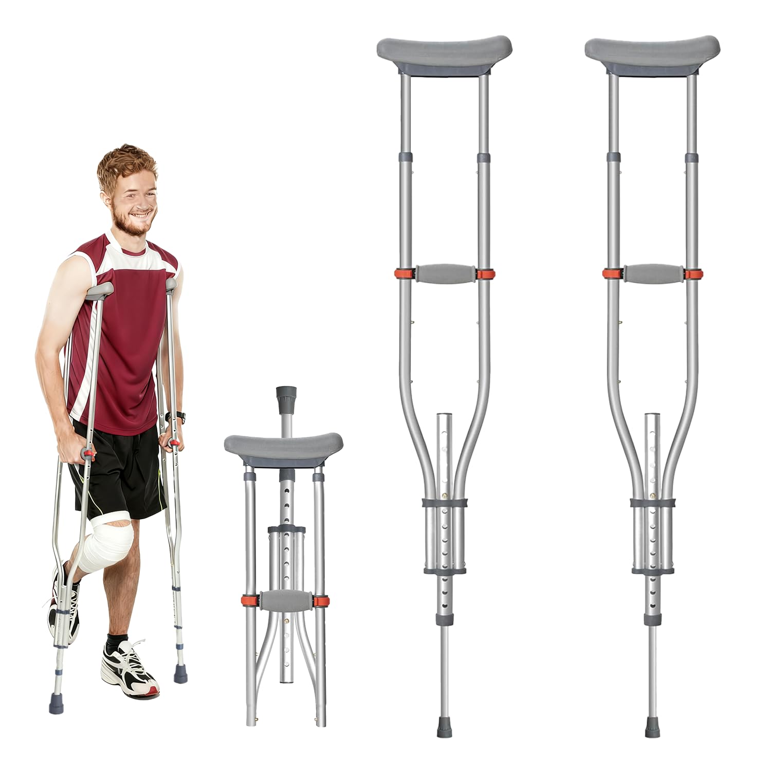 Drive Devilbiss Aluminium Underarm Crutches - Adult - 114cm Walking Aid Mobility Support
