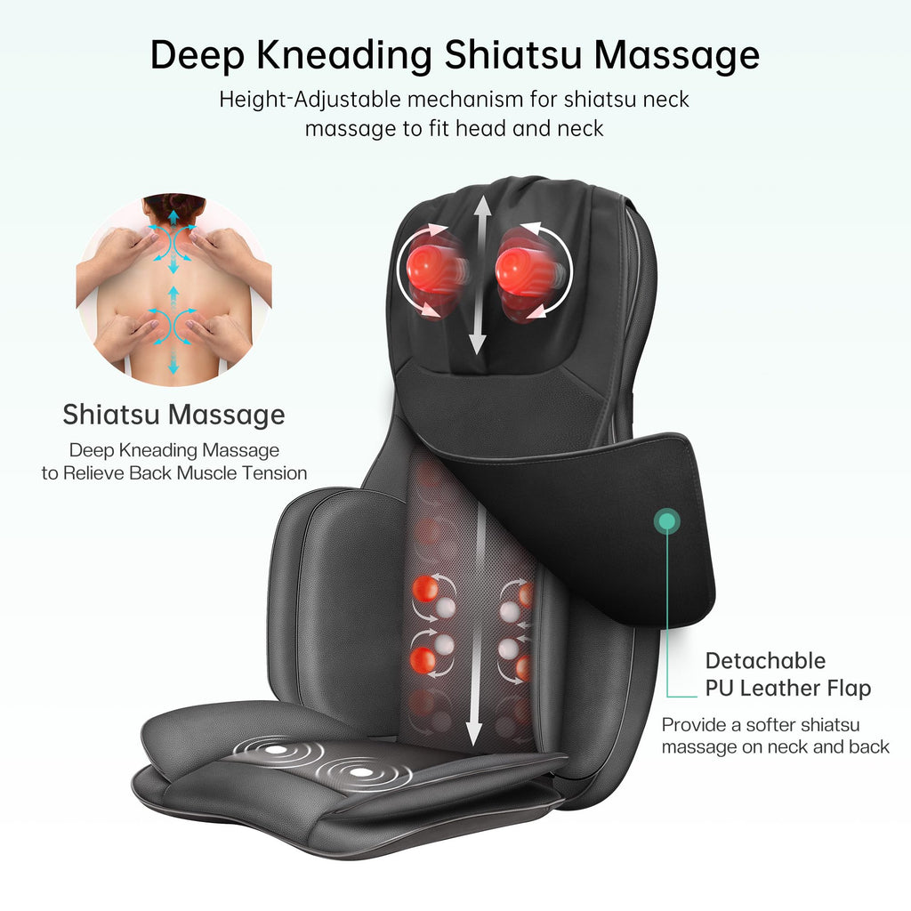 Snailax Full Body Massage Chair Pad Shiatsu Neck Back Massager with Heat & Compress - Portable 3D/4D Kneading Seat Cushion - Like New