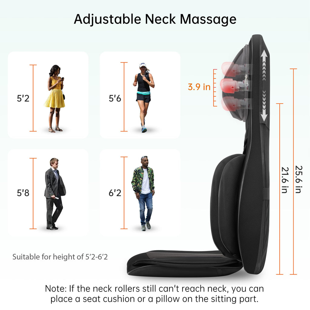 Snailax Full Body Massage Chair Pad Shiatsu Neck Back Massager with Heat & Compress - Portable 3D/4D Kneading Seat Cushion - Like New