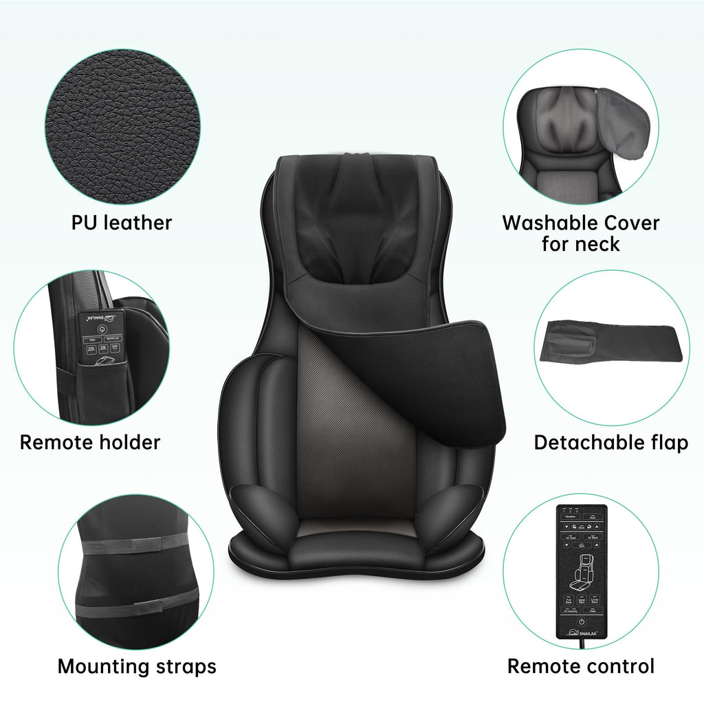 Snailax Full Body Massage Chair Pad Shiatsu Neck Back Massager with Heat & Compress - Portable 3D/4D Kneading Seat Cushion - Like New