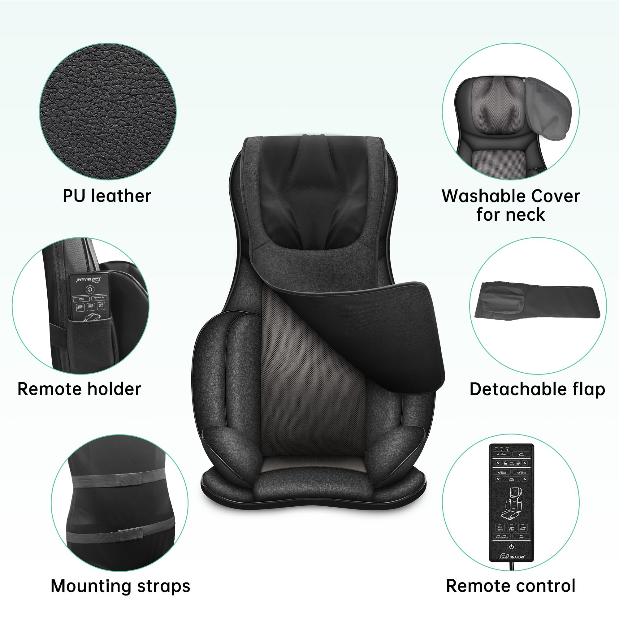 Snailax Full Body Massage Chair Pad Shiatsu Neck Back Massager with Heat & Compress - Portable 3D/4D Kneading Seat Cushion - Like New