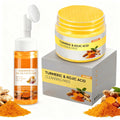 Canamin 2 Pcs Turmeric Face Wash with Brush & Turmeric Kojic Acid Cleansing Pads, Skin Care Set for Deep Cleansing and Brightening, Remove Impurities and Exfoliating, Suitable for All Skin Types