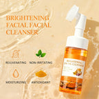 Canamin 2 Pcs Turmeric Face Wash with Brush & Turmeric Kojic Acid Cleansing Pads, Skin Care Set for Deep Cleansing and Brightening, Remove Impurities and Exfoliating, Suitable for All Skin Types