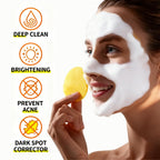 Canamin 2 Pcs Turmeric Face Wash with Brush & Turmeric Kojic Acid Cleansing Pads, Skin Care Set for Deep Cleansing and Brightening, Remove Impurities and Exfoliating, Suitable for All Skin Types