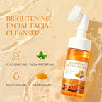 Canamin 2 Pcs Turmeric Face Wash with Brush & Turmeric Kojic Acid Cleansing Pads, Skin Care Set for Deep Cleansing and Brightening, Remove Impurities and Exfoliating, Suitable for All Skin Types