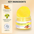 Canamin 2 Pcs Turmeric Face Wash with Brush & Turmeric Kojic Acid Cleansing Pads, Skin Care Set for Deep Cleansing and Brightening, Remove Impurities and Exfoliating, Suitable for All Skin Types